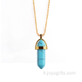 Collier pendentif turquoise pour femme avec pendule en pierre de guérison